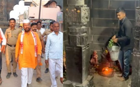 महाशिवरात्रि पर मंदिर दर्शन के बाद गौमूत्र छिड़कने से विवाद, अब्दुल सत्तार को लेकर गरमाई राजनीति